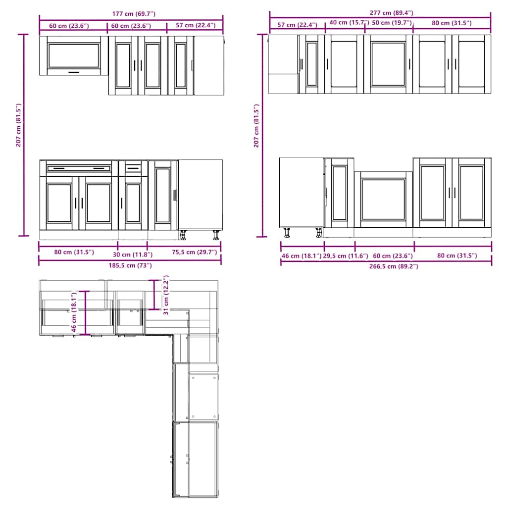 Set Mobili da Cucina 11 pz Porto Grigio Sonoma in Truciolato | homemem39