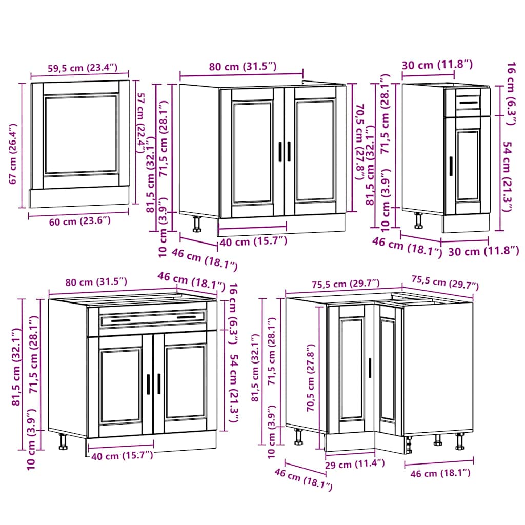 Set Mobili da Cucina 11 pz Porto Legno Antico in Truciolato | homemem39