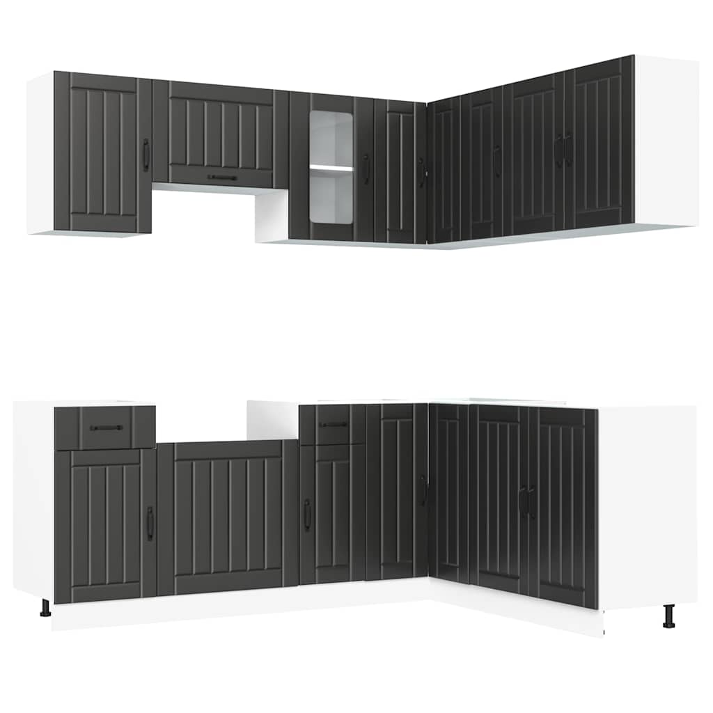 Set Mobili da Cucina 11 pz Kalmar Neri Legno Multistrato | homemem39
