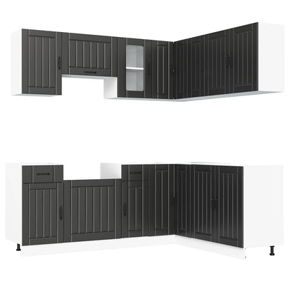 Set Mobili da Cucina 11 pz Kalmar Neri Legno Multistrato | homemem39