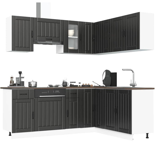 Set Mobili da Cucina 11 pz Kalmar Neri Legno Multistrato | homemem39