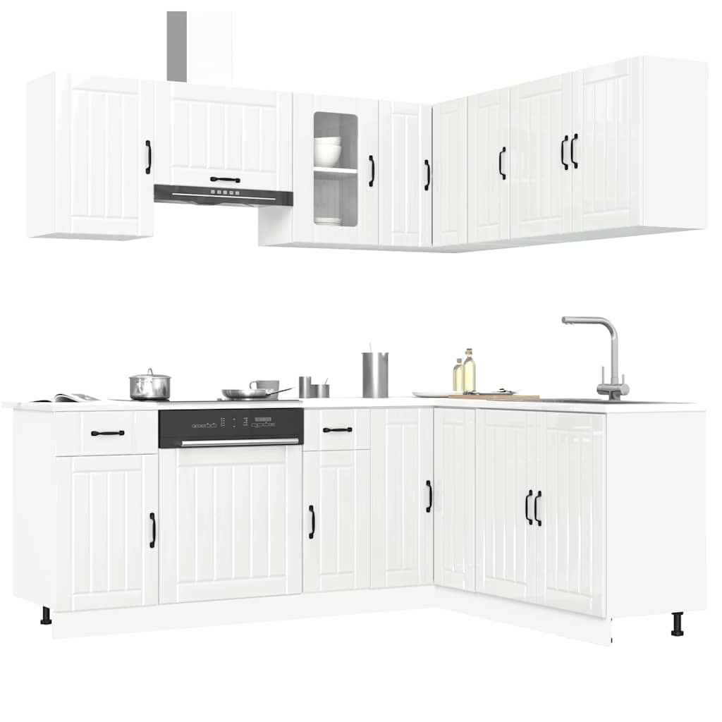 Set Mobili da Cucina 11 pz Kalmar Bianchi Lucido in Truciolato | homemem39