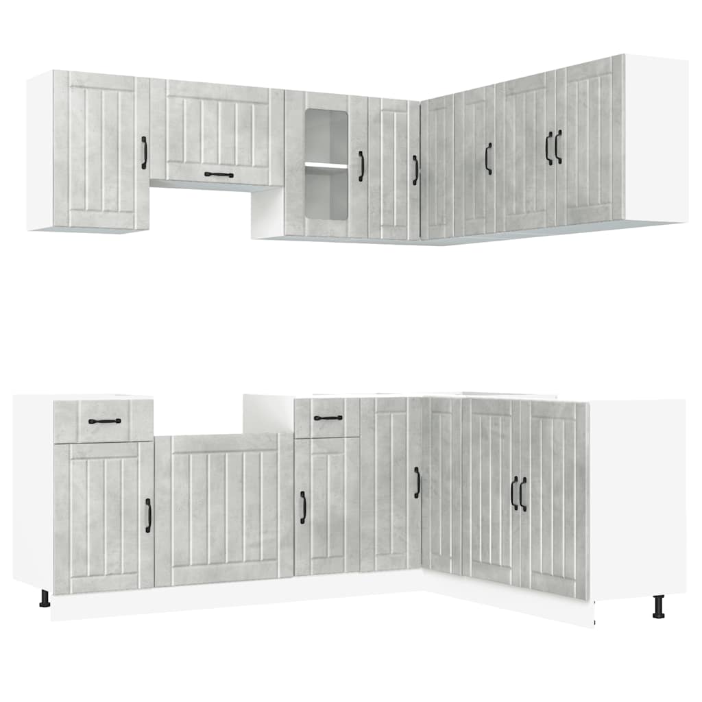 Set Mobili da Cucina 11 pz Kalmar Grigio Cemento in Truciolato | homemem39
