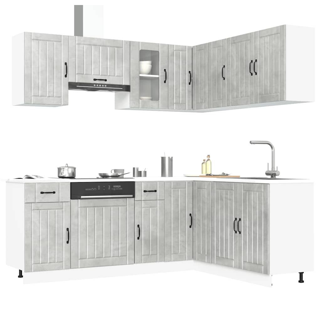 Set Mobili da Cucina 11 pz Kalmar Grigio Cemento in Truciolato | homemem39
