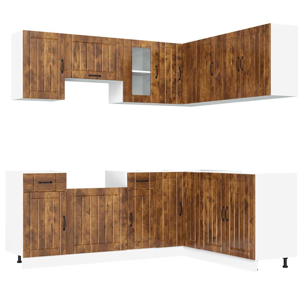 Set Mobili da Cucina 11 pz Kalmar Rovere Fumo Legno Multistrato | homemem39