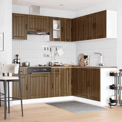 Set Mobili da Cucina 11 pz Kalmar Rovere Marrone in Truciolato | homemem39