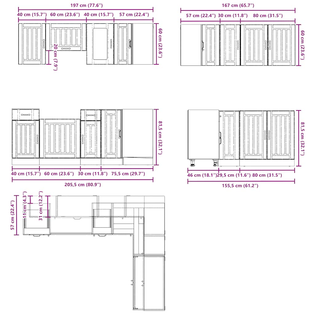 Set Mobili da Cucina 11 pz Lucca Bianchi Legno Multistrato | homemem39