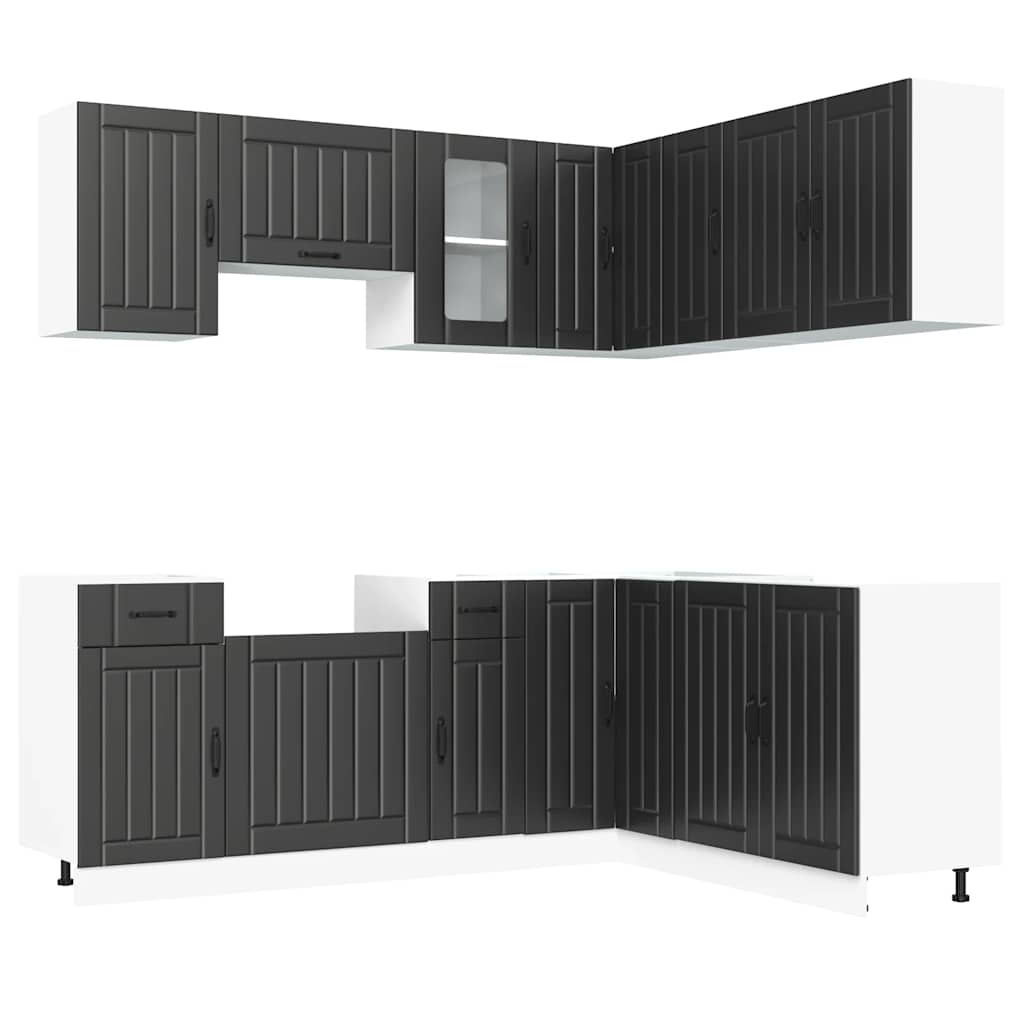 Set Mobili da Cucina 11 pz Lucca Neri Legno Multistrato | homemem39