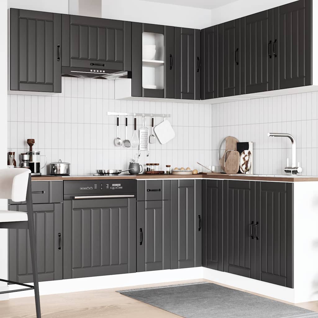 Set Mobili da Cucina 11 pz Lucca Neri Legno Multistrato | homemem39