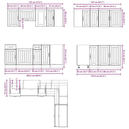 Set Mobili da Cucina 11 pz Lucca Neri Legno Multistrato | homemem39
