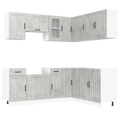 Set Mobili da Cucina 11 pz Lucca Grigio Cemento in Truciolato