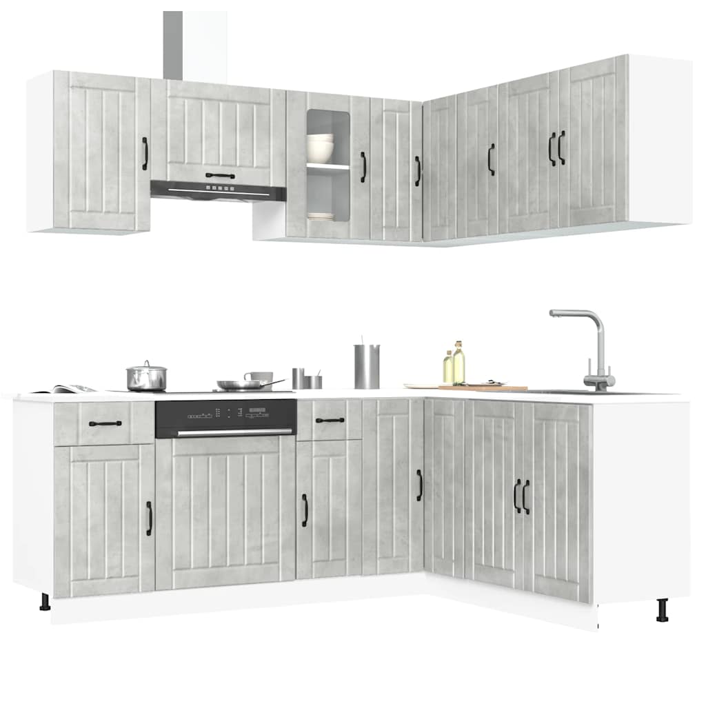 Set Mobili da Cucina 11 pz Lucca Grigio Cemento in Truciolato