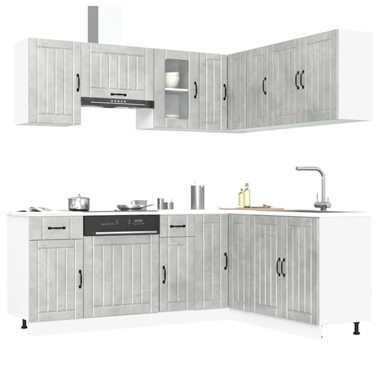 Set Mobili da Cucina 11 pz Lucca Grigio Cemento in Truciolato