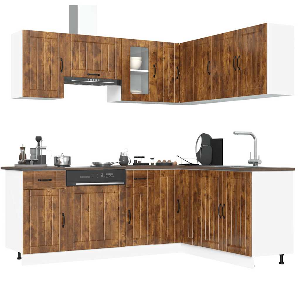 Set Mobili da Cucina 11 pz Lucca Rovere Fumo in Truciolato | homemem39
