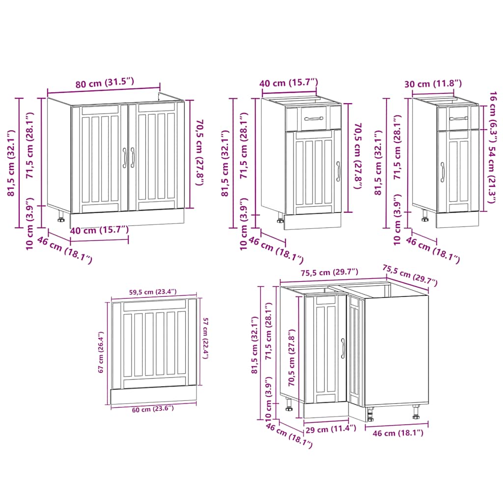 Set Mobili da Cucina 11 pz Lucca Grigio Sonoma in Truciolato | homemem39