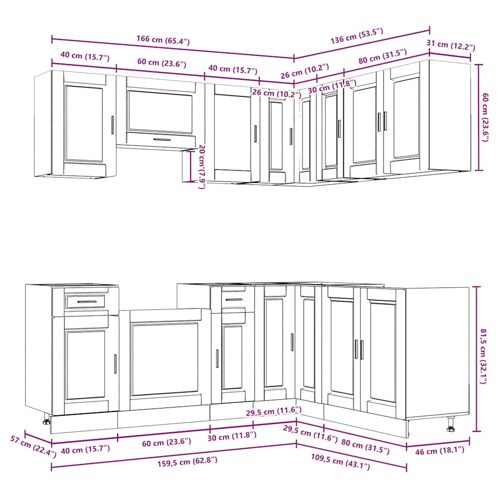 Set Mobili da Cucina 11 pz Porto Neri Legno Multistrato | homemem39