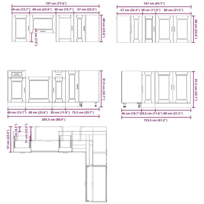 Set Mobili da Cucina 11 pz Porto Neri Legno Multistrato | homemem39
