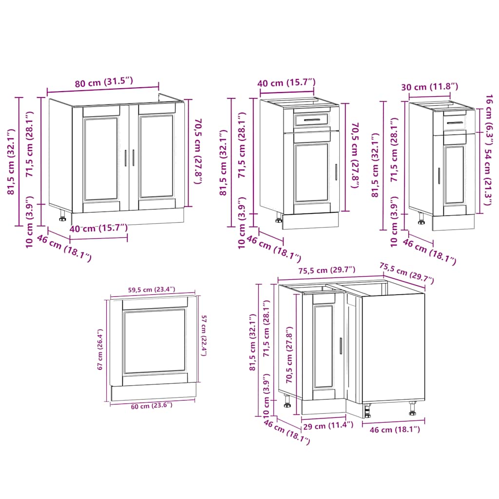Set Mobili da Cucina 11 pz Porto Neri Legno Multistrato | homemem39