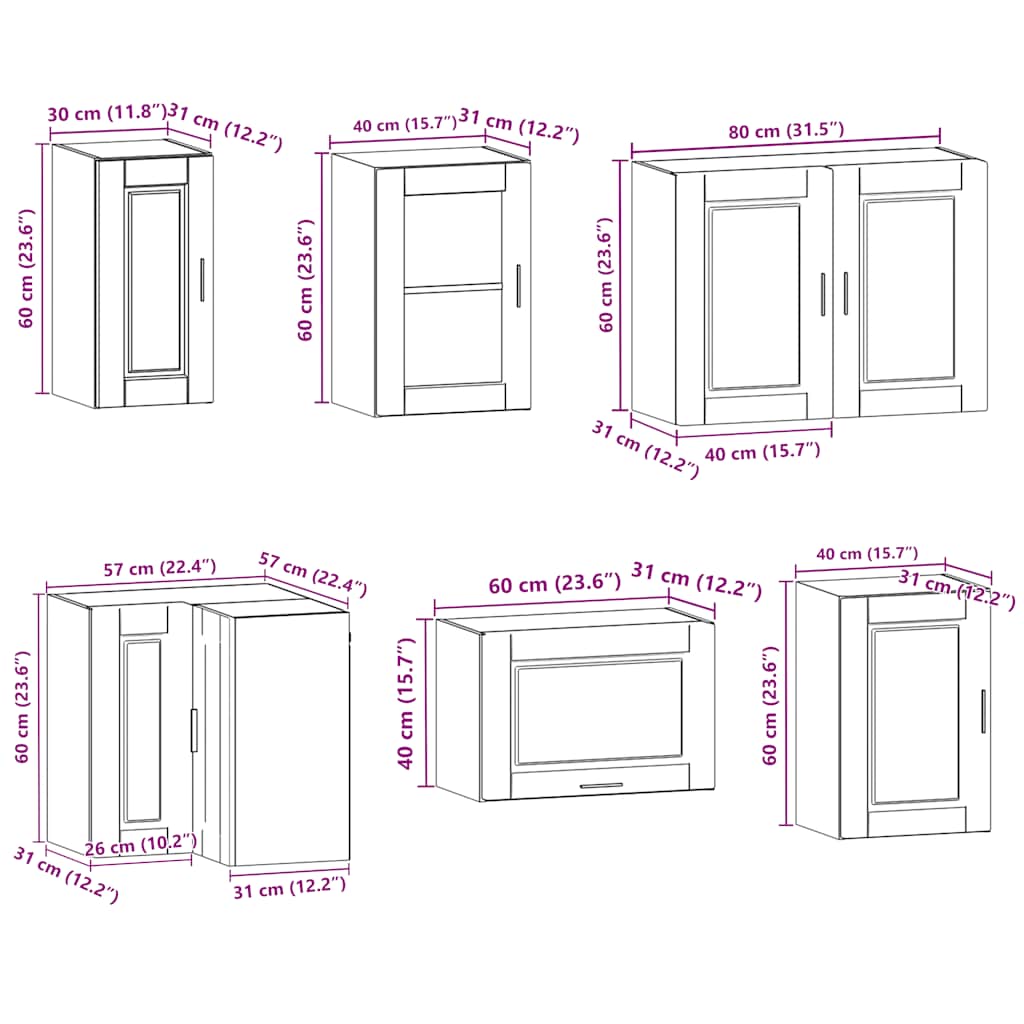 Set Mobili da Cucina 11 pz Porto Neri Legno Multistrato | homemem39