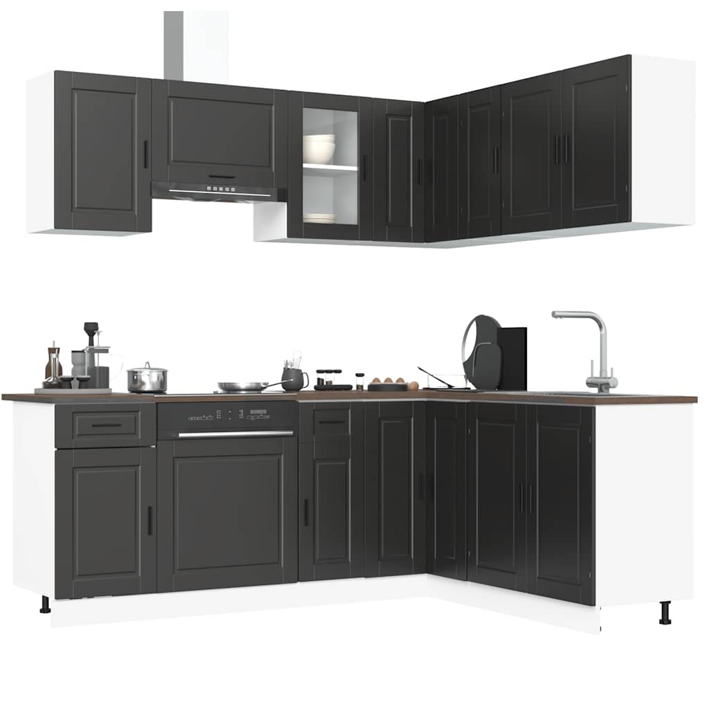 Set Mobili da Cucina 11 pz Porto Neri Legno Multistrato | homemem39