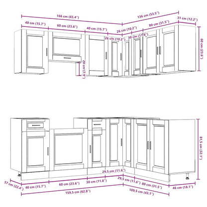 Set Mobili da Cucina 11 pz Porto Grigio Cemento in Truciolato | homemem39