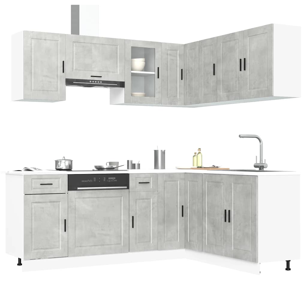 Set Mobili da Cucina 11 pz Porto Grigio Cemento in Truciolato | homemem39