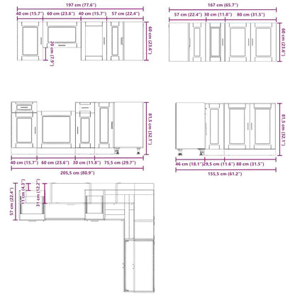 Set Mobili da Cucina 11 pz Porto Rovere Fumo in Truciolato | homemem39