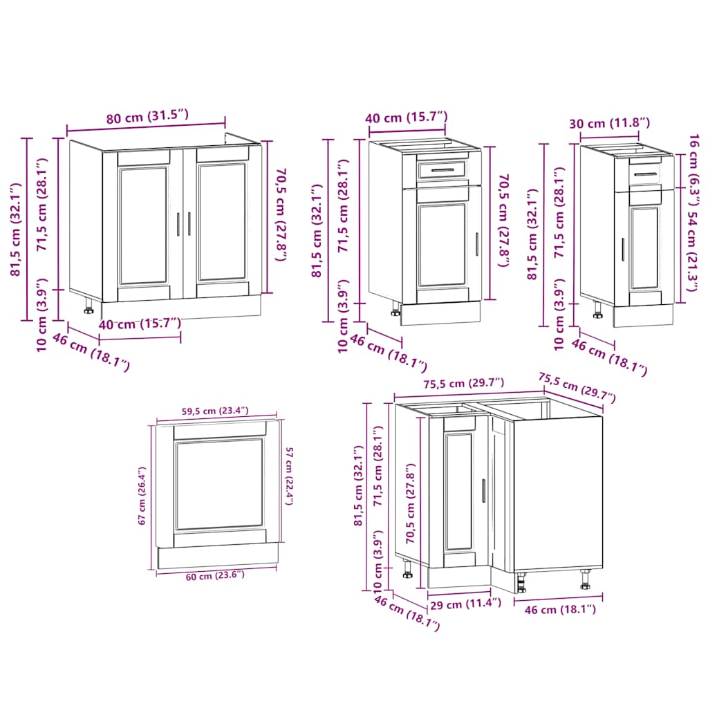 Set Mobili da Cucina 11 pz Porto Rovere Fumo in Truciolato | homemem39