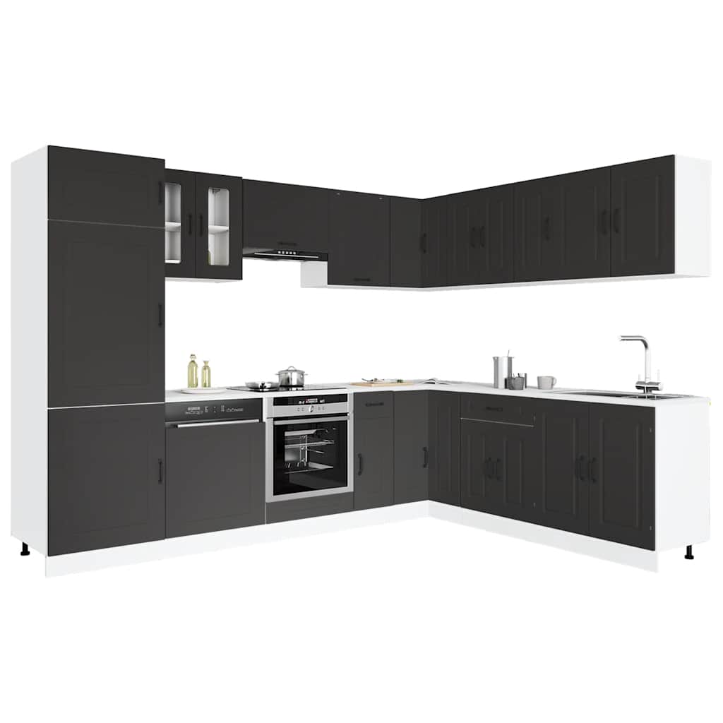 Set Mobili da Cucina 14 pz Kalmar Neri Legno Multistrato | homemem39