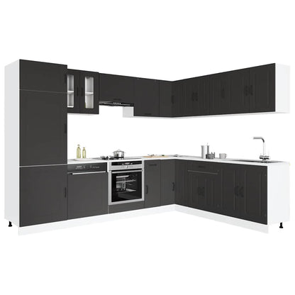 Set Mobili da Cucina 14 pz Kalmar Neri Legno Multistrato | homemem39