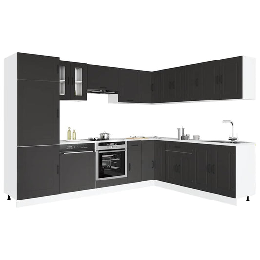 Set Mobili da Cucina 14 pz Kalmar Neri Legno Multistrato | homemem39