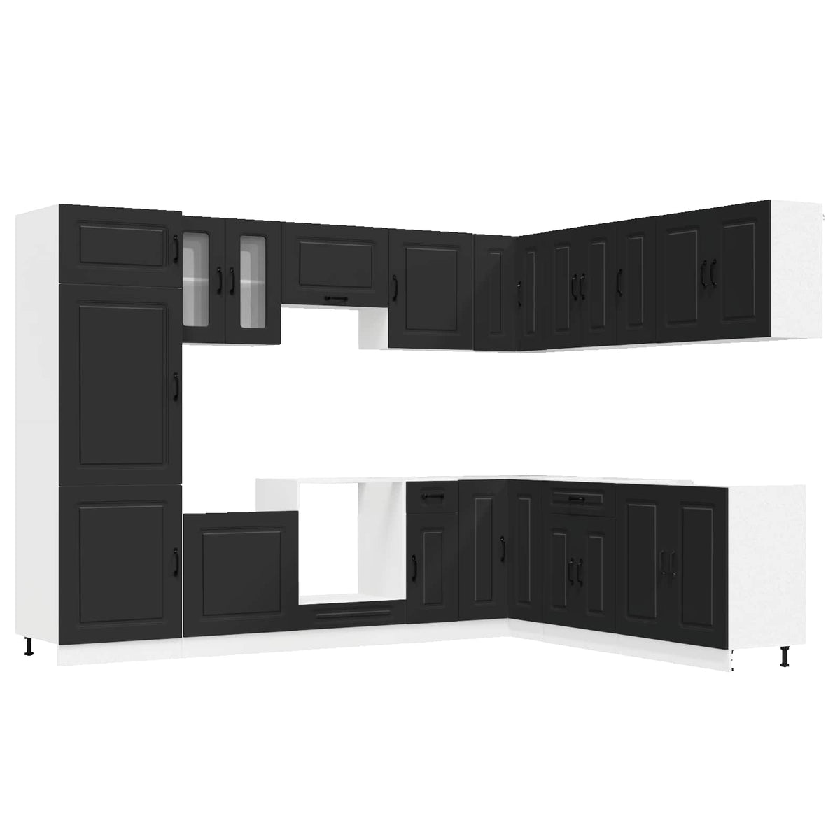 Set Mobili da Cucina 14 pz Kalmar Neri Legno Multistrato