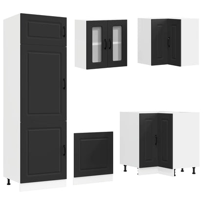 Set Mobili da Cucina 14 pz Kalmar Neri Legno Multistrato