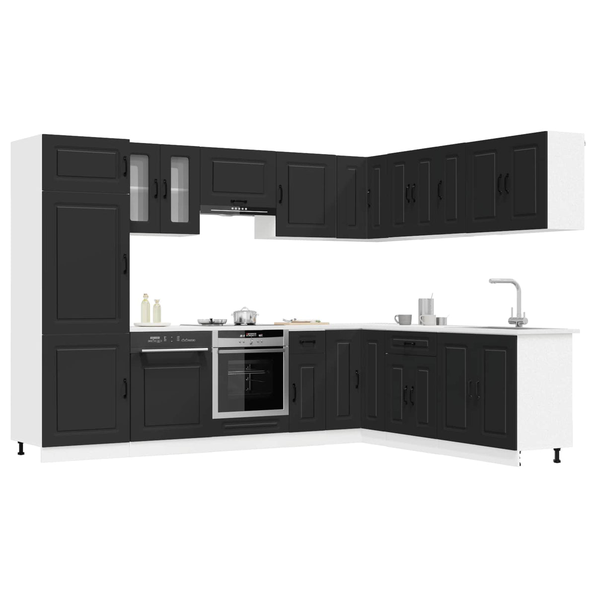 Set Mobili da Cucina 14 pz Kalmar Neri Legno Multistrato