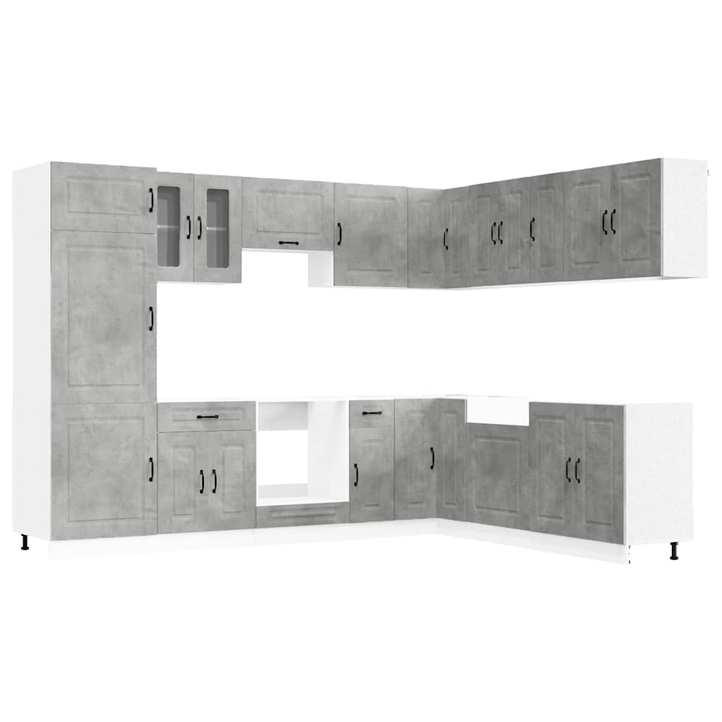Set Mobili da Cucina 14 pz Kalmar Grigio Cemento in Truciolato