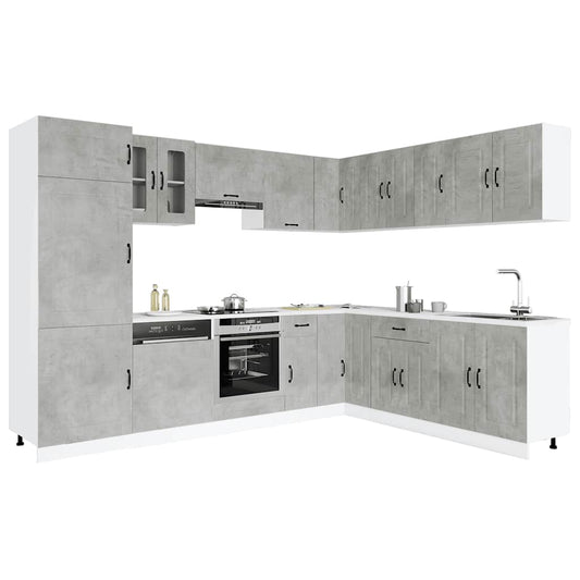 Set Mobili da Cucina 14 pz Kalmar Grigio Cemento in Truciolato | homemem39