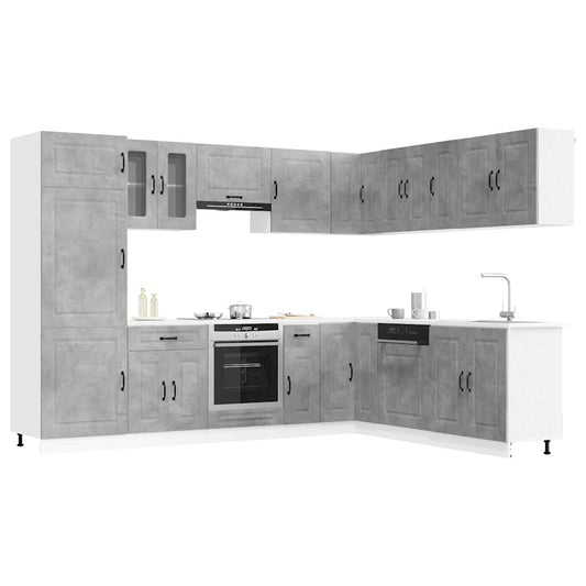 Set Mobili da Cucina 14 pz Kalmar Grigio Cemento in Truciolato