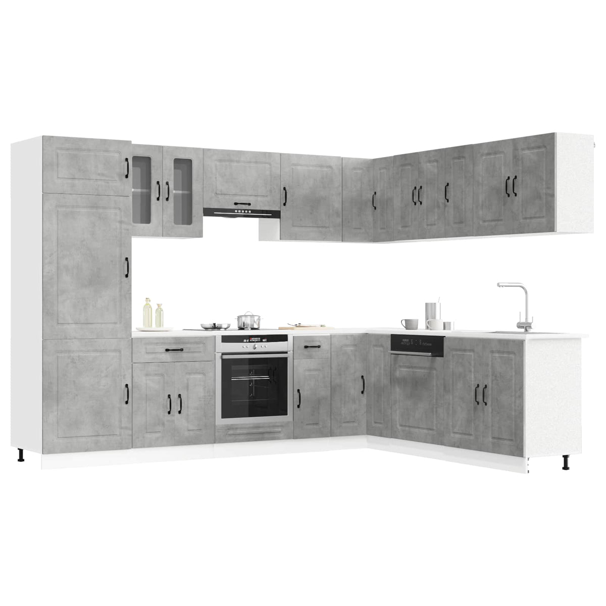 Set Mobili da Cucina 14 pz Kalmar Grigio Cemento in Truciolato