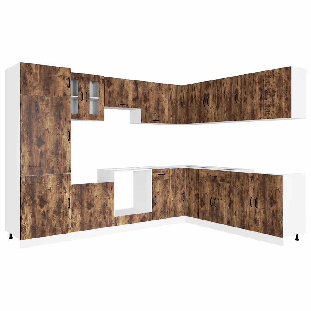 Set Mobili da Cucina 14 pz Kalmar Rovere Fumo Legno Multistrato | homemem39