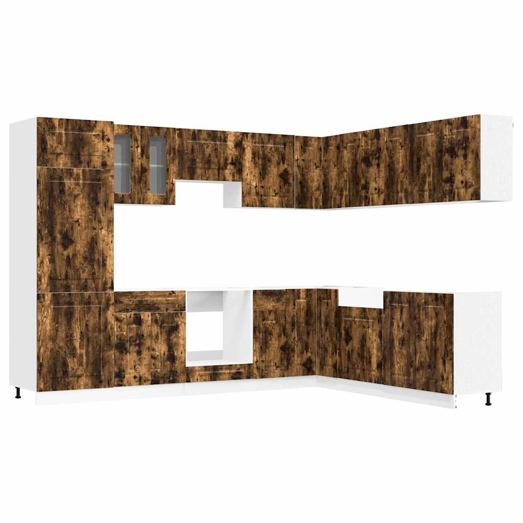 Set Mobili da Cucina 14 pz Kalmar Rovere Fumo Legno Multistrato