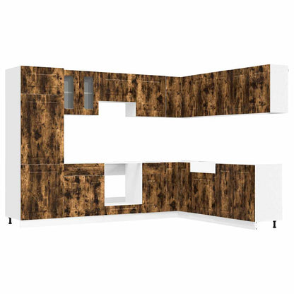 Set Mobili da Cucina 14 pz Kalmar Rovere Fumo Legno Multistrato