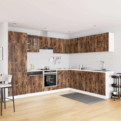 Set Mobili da Cucina 14 pz Kalmar Rovere Fumo Legno Multistrato | homemem39