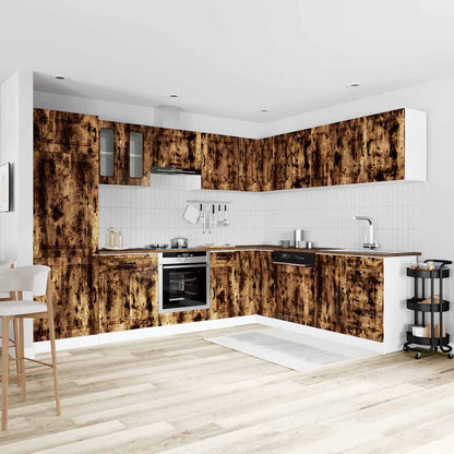 Set Mobili da Cucina 14 pz Kalmar Rovere Fumo Legno Multistrato