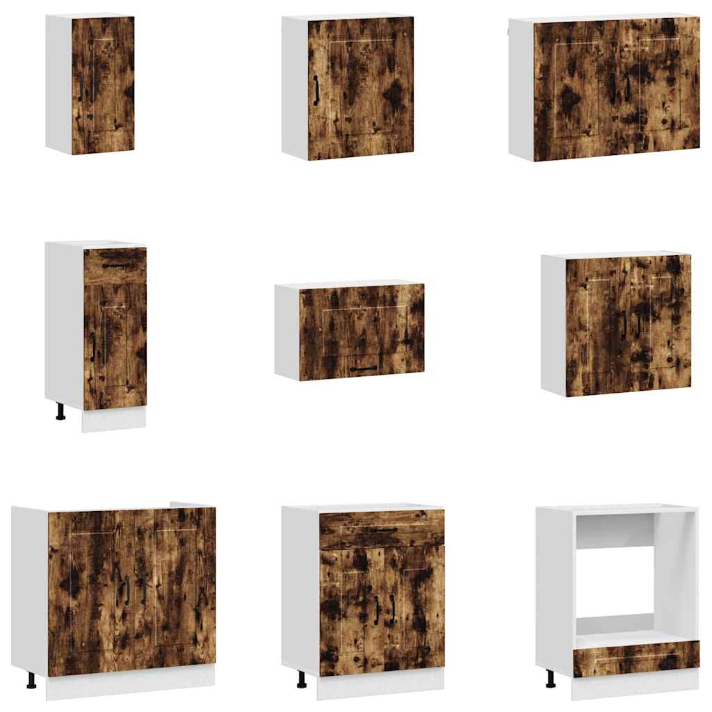 Set Mobili da Cucina 14 pz Kalmar Rovere Fumo Legno Multistrato