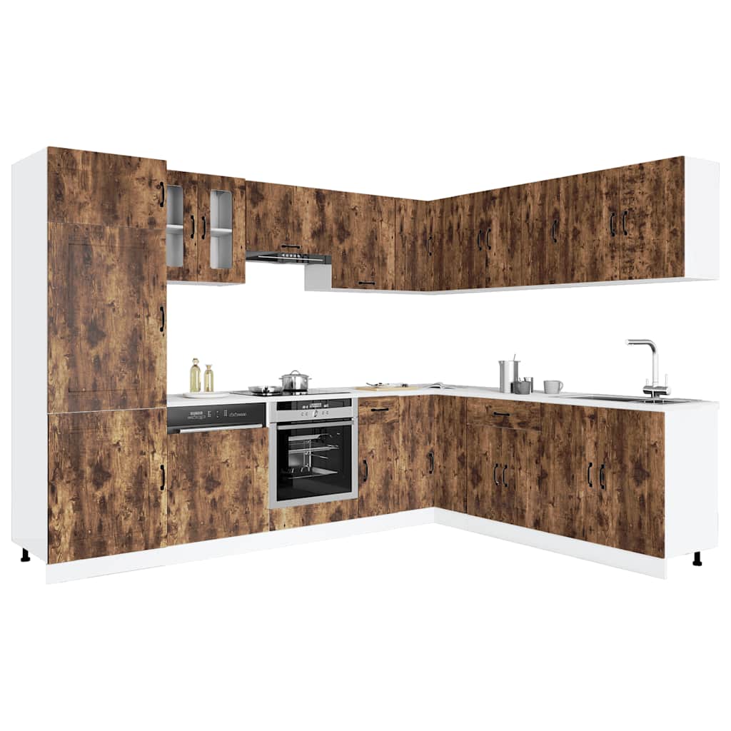 Set Mobili da Cucina 14 pz Kalmar Rovere Fumo Legno Multistrato | homemem39