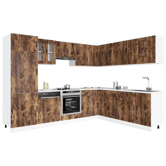 Set Mobili da Cucina 14 pz Kalmar Rovere Fumo Legno Multistrato | homemem39