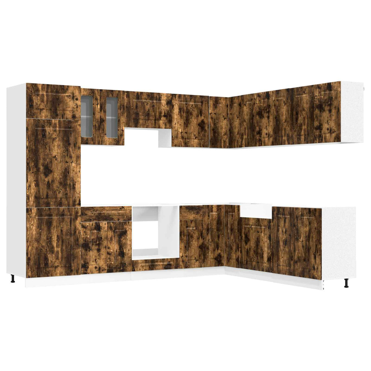 Set Mobili da Cucina 14 pz Kalmar Rovere Fumo Legno Multistrato