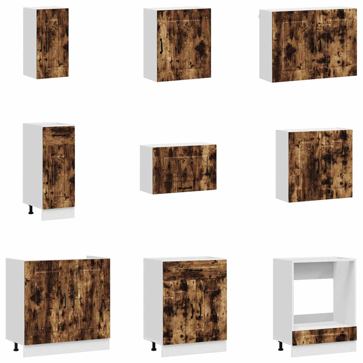 Set Mobili da Cucina 14 pz Kalmar Rovere Fumo Legno Multistrato