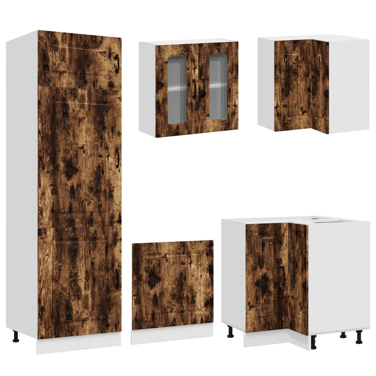 Set Mobili da Cucina 14 pz Kalmar Rovere Fumo Legno Multistrato