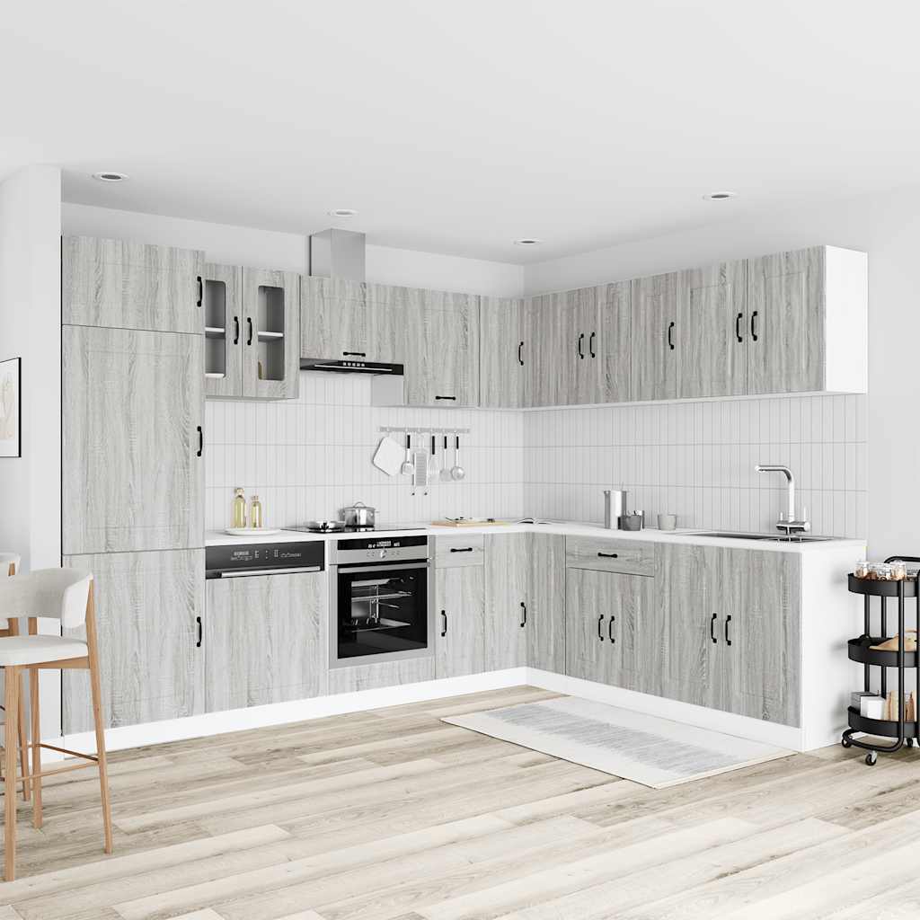 Set Mobili da Cucina 14 pz Kalmar Grigio Sonoma in Truciolato | homemem39